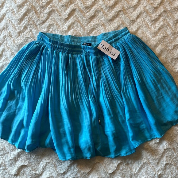 fab'rik Chay Pleated Aqua Teal Blue A-Line Skirt Size Medium - Picture 4 of 14